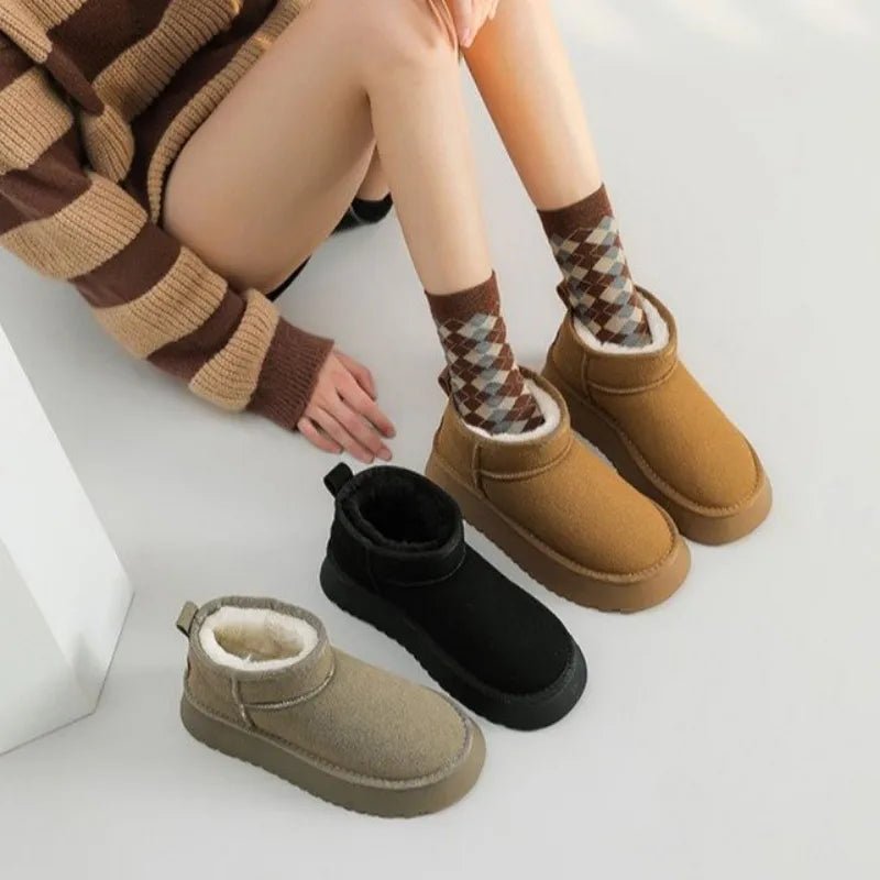 Botas curtas de pelúcia quente para neve