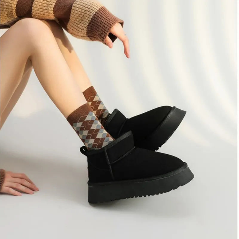 Botas curtas de pelúcia quente para neve