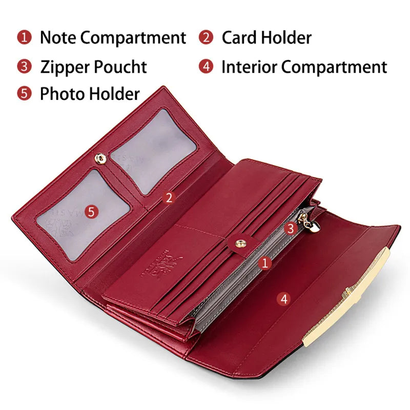 Carteira de couro com bolso para celular