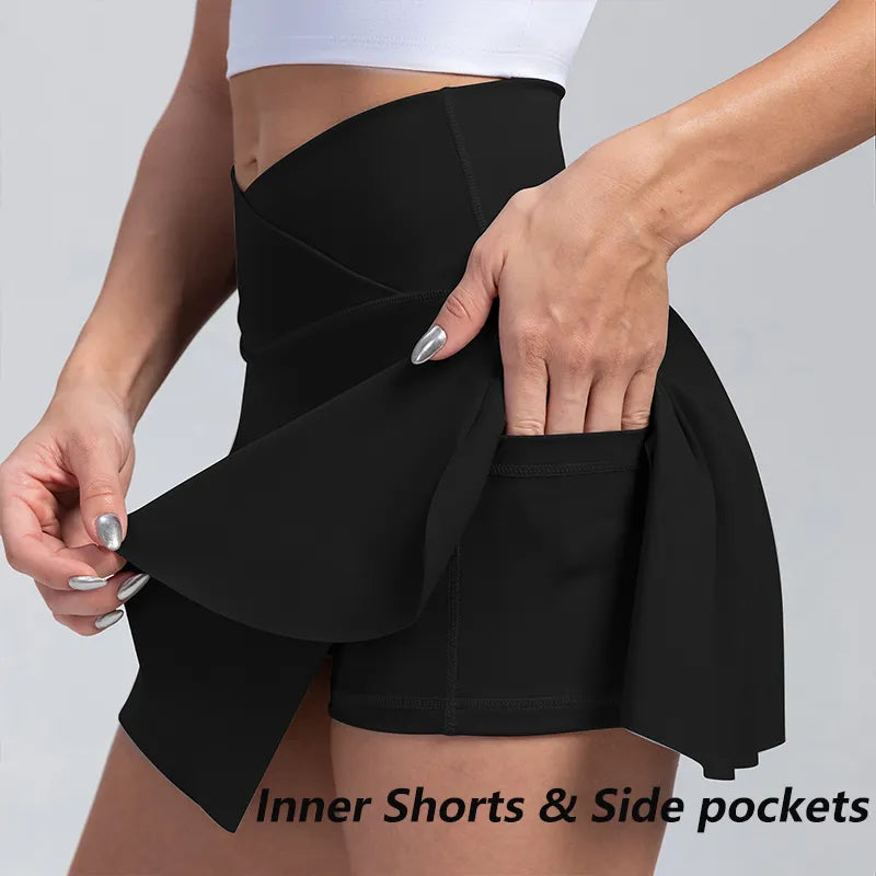 Saia de tênis plissada com bolsos