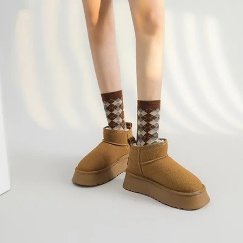 Botas curtas de pelúcia quente para neve
