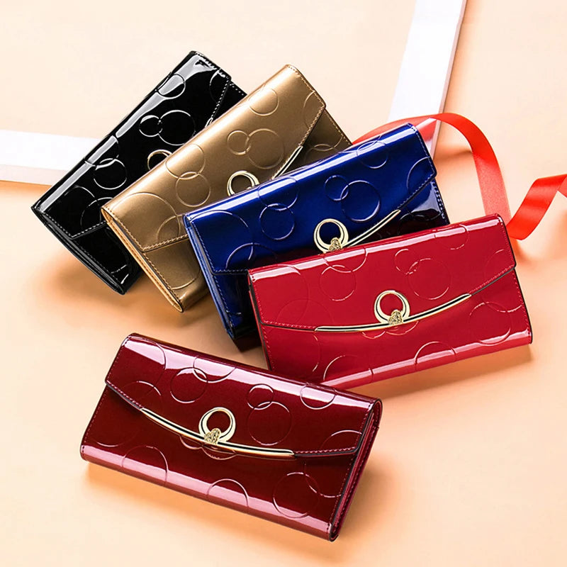 Carteira de couro com bolso para celular